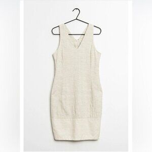 NWT DKNY textured linen cotton blend sleeveless dress, cream beige, size 0